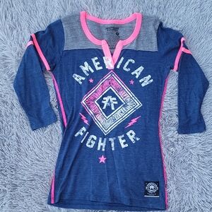American Fighter Blue and Pink Long Sleeve Tee
